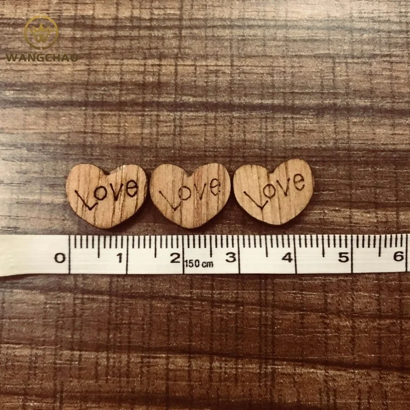 100 шт./лот любовь Деревянные сердца Сердце из дерева винтажный деревенский