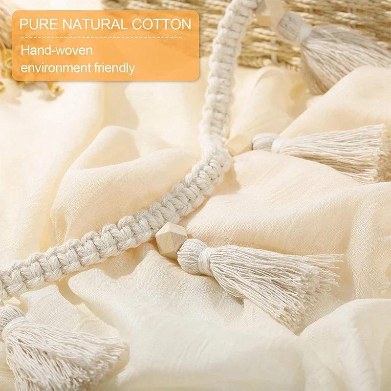 

4 Pcs Macrame Woven Tassel Garland Hanging Tassel Fringe Garland Banner Basket Decorative Wall Hangings