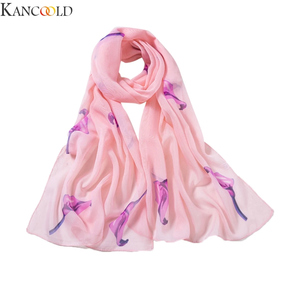 KANCOOLD Модный женский длинный мягкий шарф с принтом птиц Дамская шаль шарфы кольцо