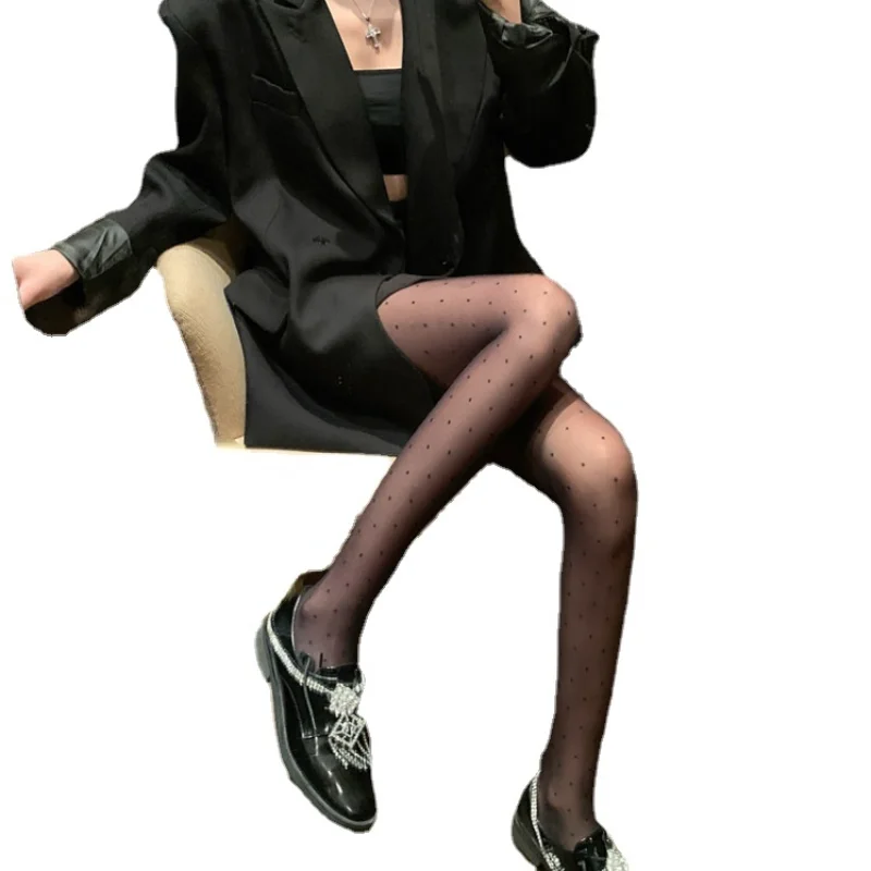 

Sexy Women Pantyhose Tights Seamless Sexy Lace Mesh Fishnet Pantyhose Summer Nylon Polka Dot Print Tight Stocking Female Hosiery