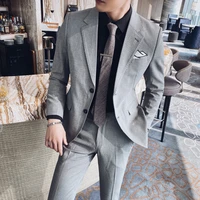 korean youth slim solid color suit 2020 spring summer fashion single breasted for men groom marriage two piece formal