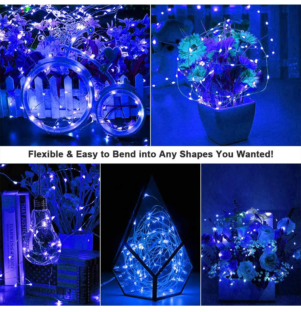

8-mode copper wire string lights 12-key remote control 3*AA battery power supply 8-function waterproof battery box string lights