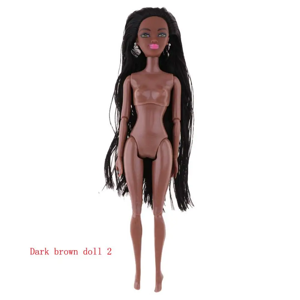 Dark brown doll 2 1 шт. пластиковая 11 шарнирная черная Обнаженная Кукла тело 29 см обнаженное Африканское тело с головой для 1/6 кукла DIY аксессуары для игрушечной куклы подарок - Цвет: Dark brown doll 2