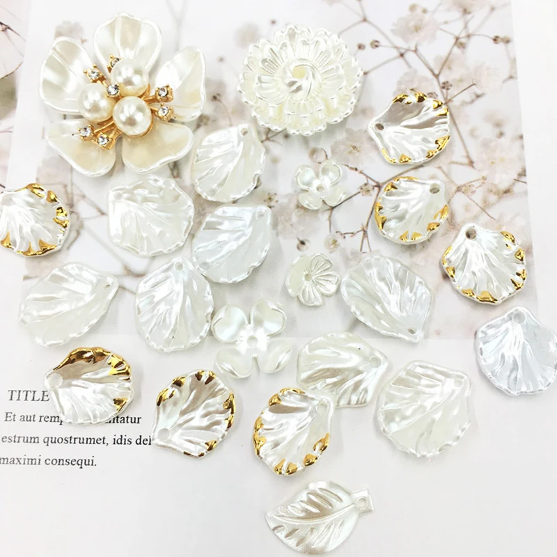 

30pcs/lot ABS Imitation Pearl Shell Petal Flower Piece Charms Pendant for DIY Handmade Earrings Bracelet Necklace Jewelry Making