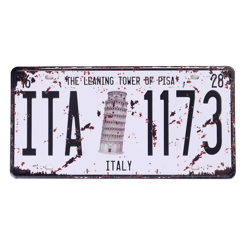 

ITALY 1173 Vintage License Plate Retro Iron Painting Poster Wall Sticker tin sign Bar Cafe Wall Decor 30X30 CM