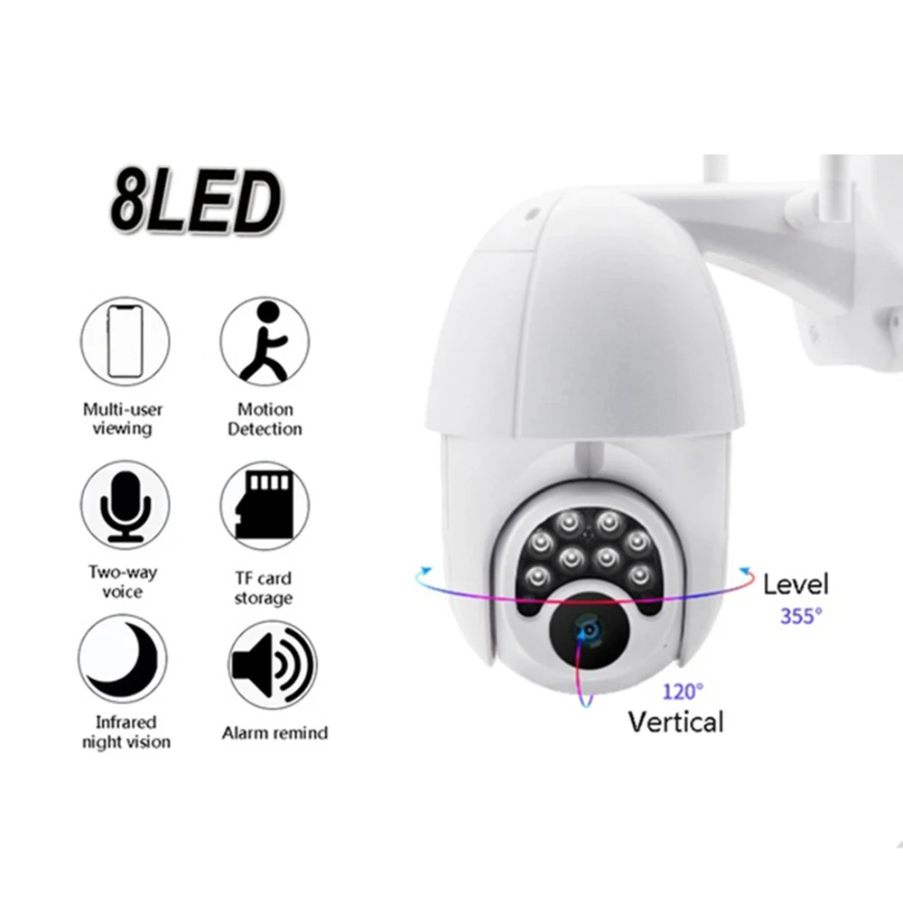 Купольная Беспроводная Poe Wifi IP камера CCTV 1080P наружная PTZ безопасности