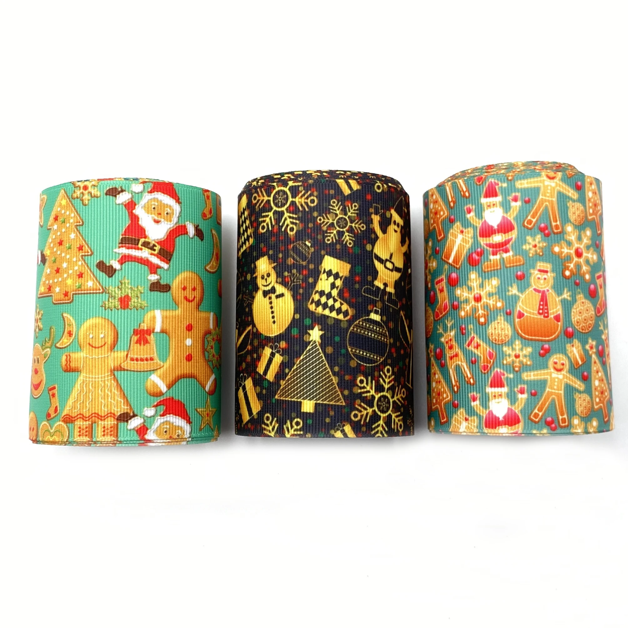 

3-дюймовая Рождественская декоративная лента Grosgrain лента для рукоделия, украшение для рождественской елки, упаковка подарочной коробки, ткань для шитья, лента для домашнего декора