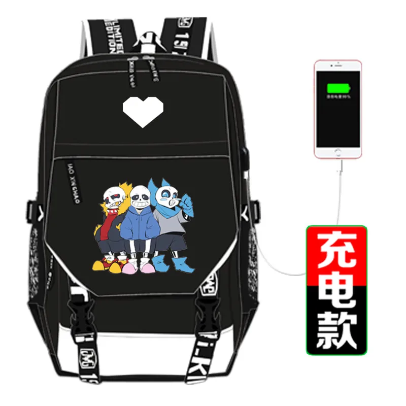 Рюкзак унисекс под ноутбук с принтом скелета и USB-портом |