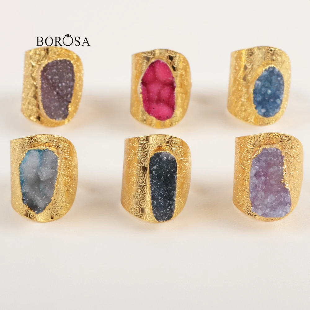 BOROSA 1 шт. свободной формы окрашенный цветной кулон агат Друза Жеода кольцо для