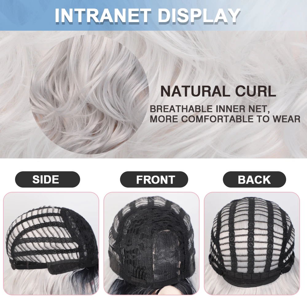 

FORCUTEU Pink Wavy Synthetic Cosplay Wig Lolita Long Hair Women's Wigs Body Wave for Black White Women Heat Resistant Ombre Gray