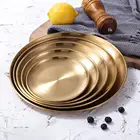 Круглая обеденная тарелка из нержавеющей стали, поднос из матового золота для стейка, десерта, западного стейка, Круглый лоток, кухонная посуда, 1417202326 см