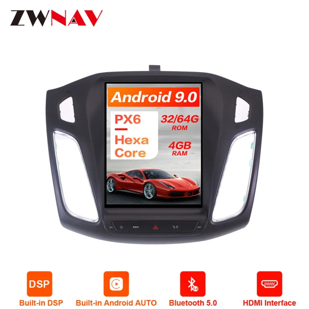 Android 9,0 DSP PX6 Tesla стиль автомобильный dvd-плеер gps навигация для Ford Focus 2012- Авто Стерео головное устройство мультимедийный плеер