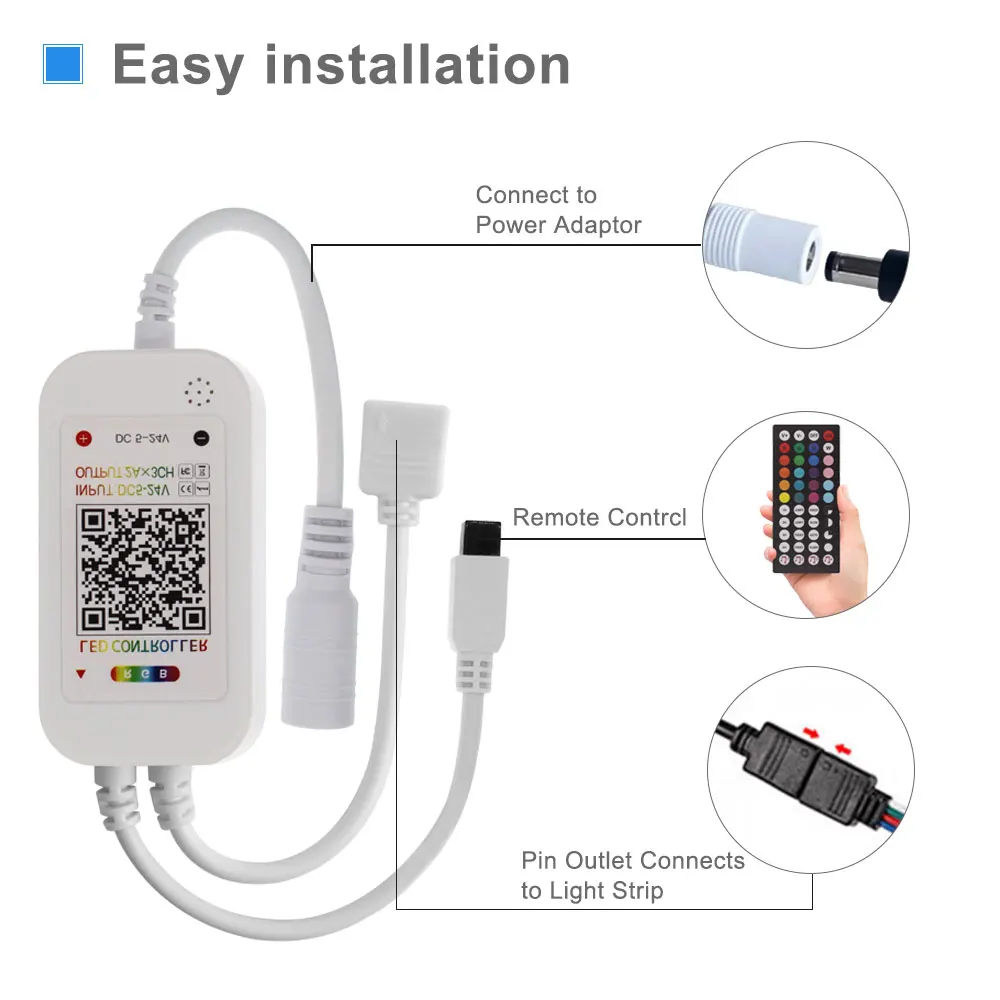 

LED Strip Controller For RGB 5050 2835 DC 5V 12V 24V Led Controller Bluetooth App With remote control Adjust Color Luminance