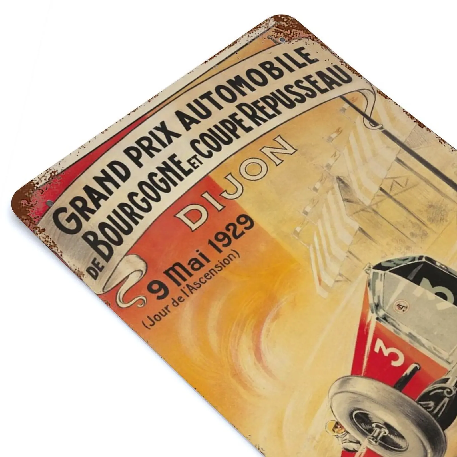 

Grand Prix Bourgogne Dijon 9 Mai 1929 Printed Vintage Metal Poster Home Pub Bar Garage Wall Decoration Tin Sign Plaque Decor