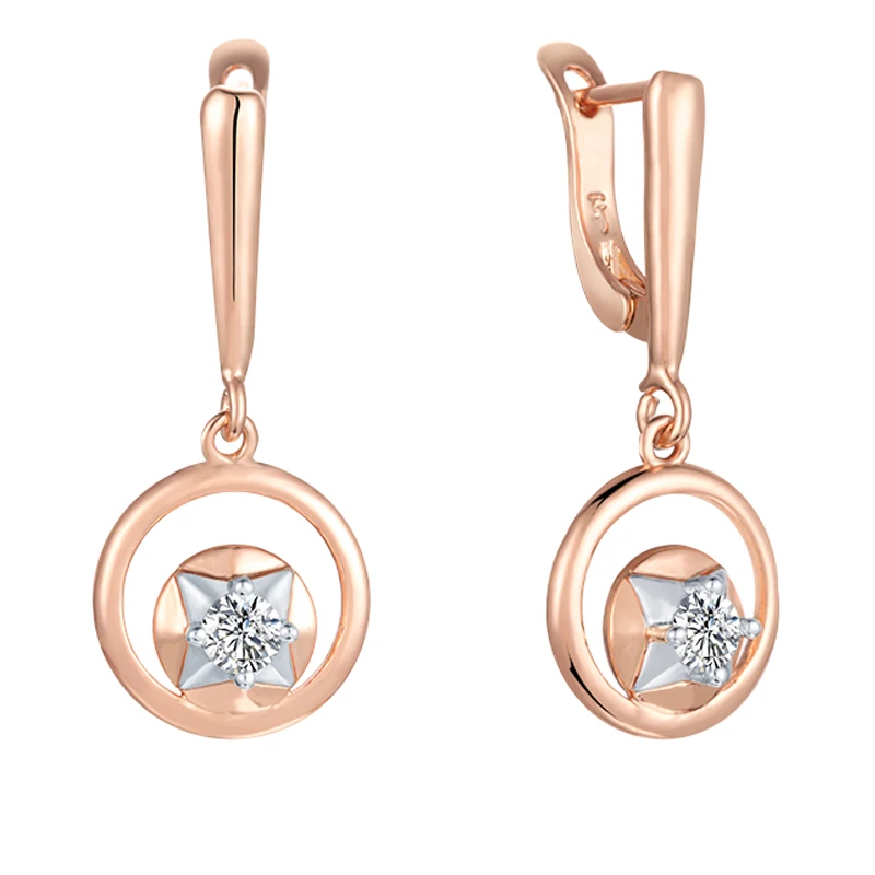 Женские серьги капельки из белого кубического циркония FJ 2|Серьги-подвески| |