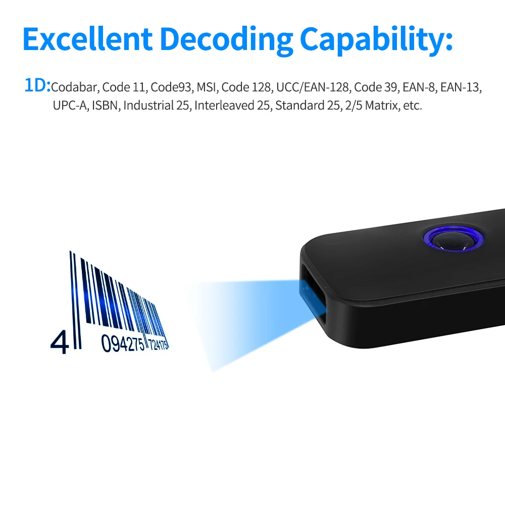 

Ручной сканер штрих-кодов 3-в-1 1D/2D/QR считыватель штрих-кодов с поддержкой BT 2,4G беспроводное USB Проводное соединение