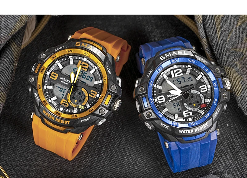 Часы SMAEL Мужские кварцевые аналоговые модные спортивные светодиодные цифровые