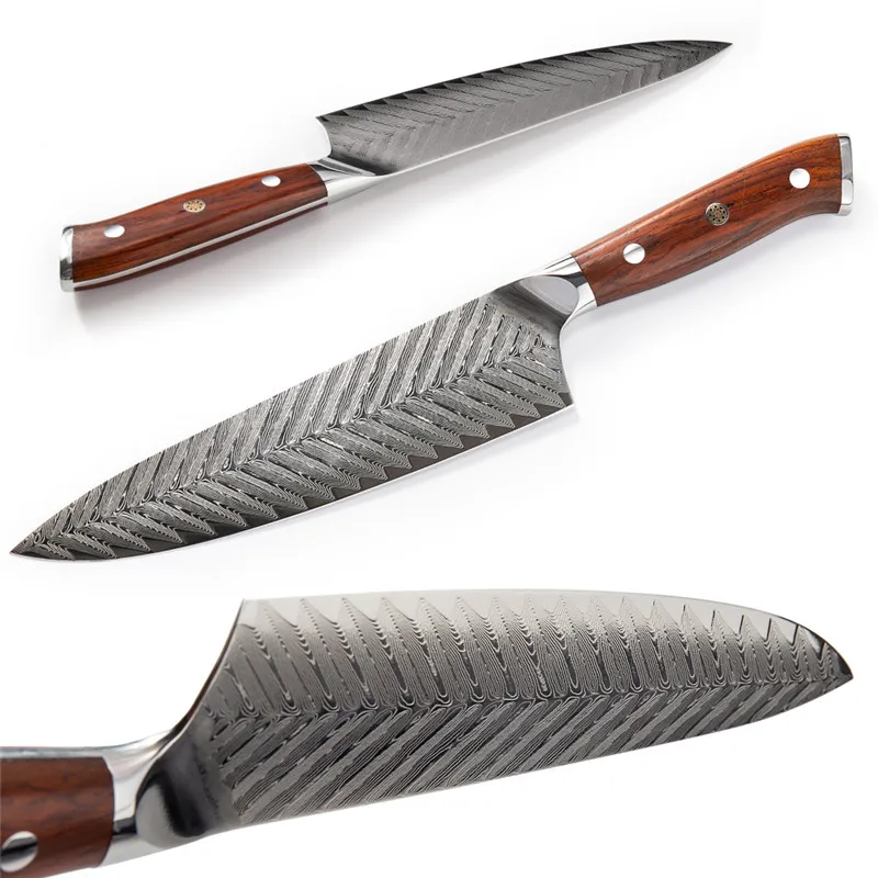 Нож шеф-повара из высокоуглеродистой дамасской стали 7 5 дюйма 67 слоев | Дом и сад