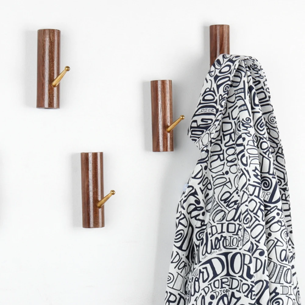 

4pcs Living Room Towel Wall Mounted Hotel Bedroom Kitchen Solid Wood Modern Home Clothes Cylindrical Hanger Coat Hooks Bathroom