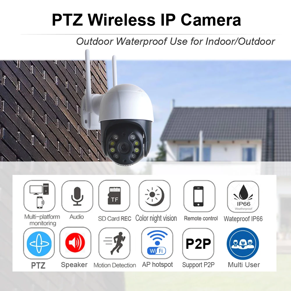 PTZ домашняя IP камера беспроводная AI человека обнаружения P2P Cctv видеонаблюдения