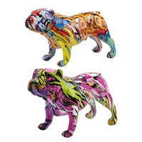 resin bulldog sculpture accent piece modern hand painted animals decorative object for home office table and desktop