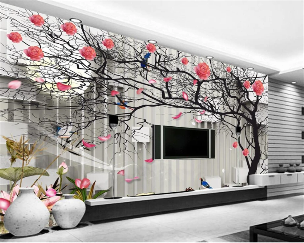 Большой заказ обои 3D деревья розы ТВ стены фон украшения на стену | Обустройство