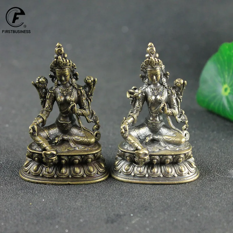 Зеленая Тара маленькая медная статуэтка тантрическая Будды высота 5 см