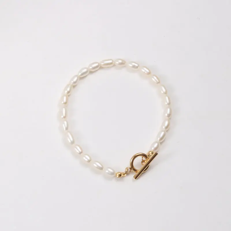 

Stainless Steel Jewelry Pearl Toggle Bracelet for Women Trendy Jewelry Wholesale 6mm