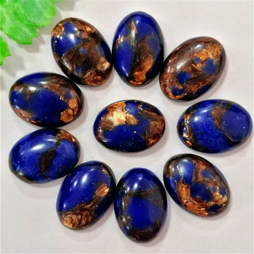 

10Pcs 25x18x6mm Blue&Brown Gold Sea Sediment Jasper & Pyrite Oval Cab Cabochon DIY Fashion Jewelry Accessories Retro Style Gift