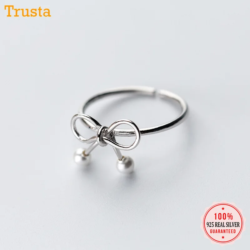 Trustdavis 100% твердый Стерлинговое Серебро 925 пробы бант синтез жемчужные кольца