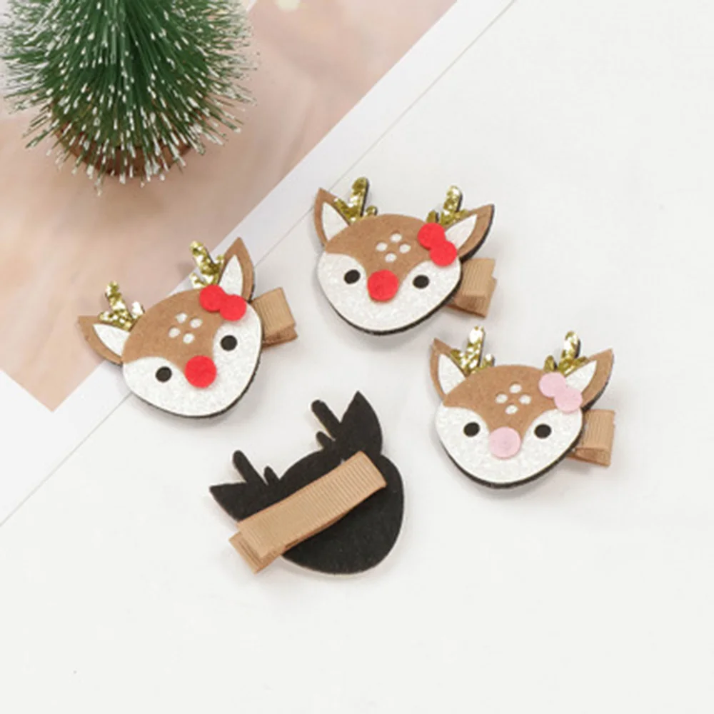 Модные рождественские милые заколки для волос с оленем оленями рогами грибами