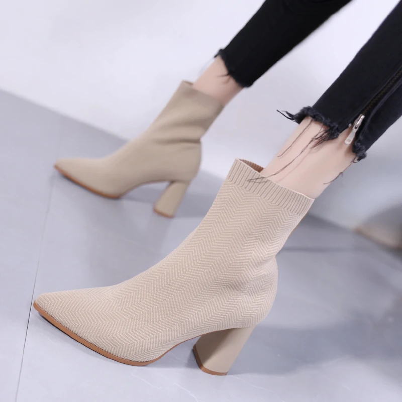 Простые вязаные шерстяные носки с острым носком Новинка 2019 года сезон осень зима