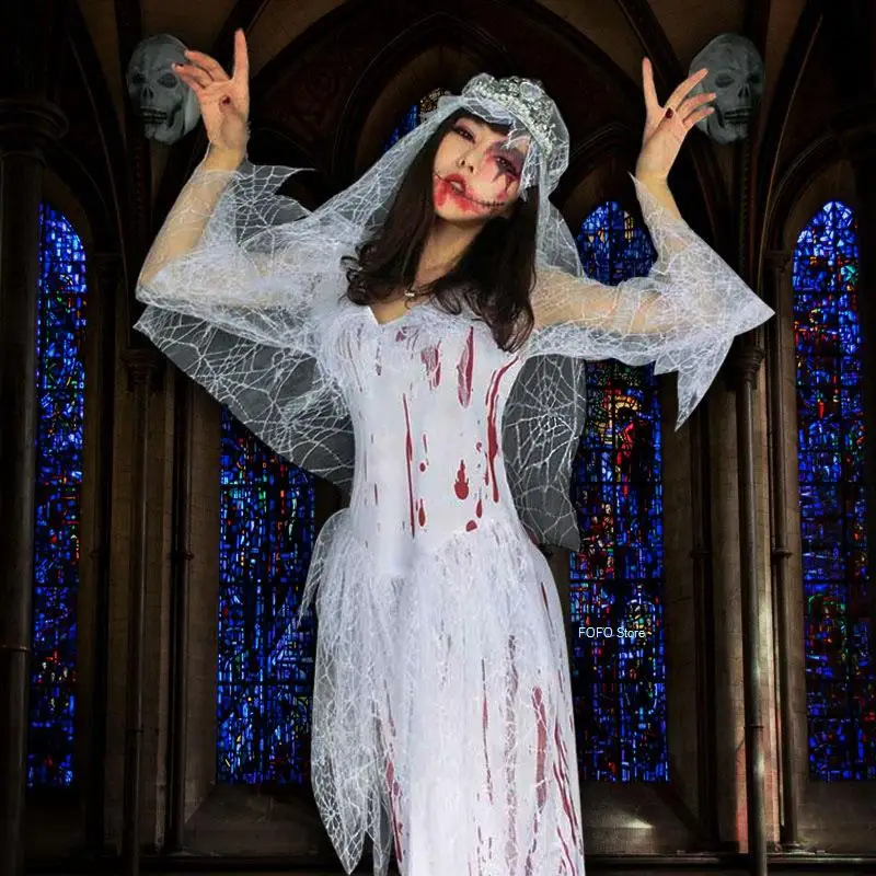 

Halloween Carnival Women Ghost Bride Scary Bloody Zombie Nurse Vampire Devil Horror Party Dress Cosplay Costume Festival Clothes