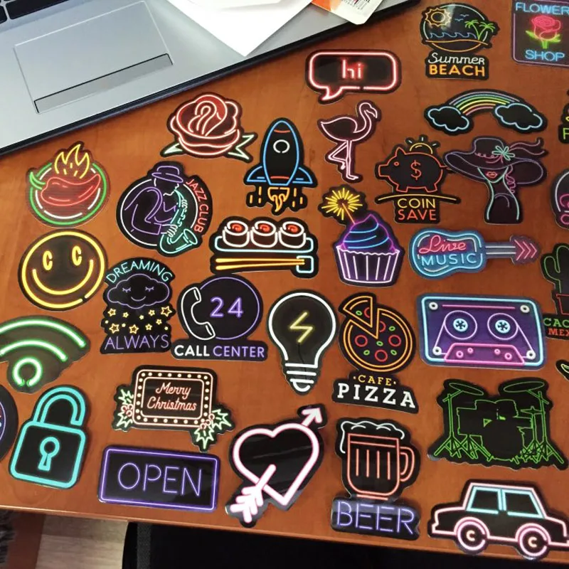 50 шт. неоновых световых наклеек подарки игрушки для детей милые аниме животные