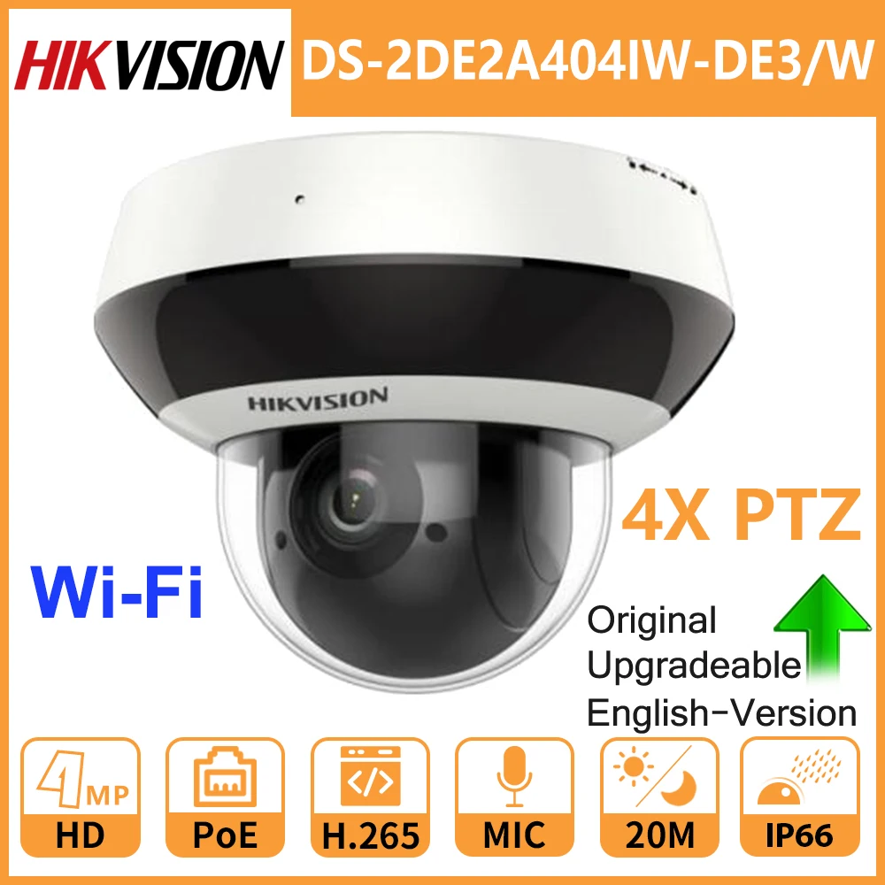 Оригинальная PTZ ip камера Hikvision Wi Fi с микрофоном 2 8 12 мм IR20m 4X Zoom PoE IP66 IK10 H.265|Камеры