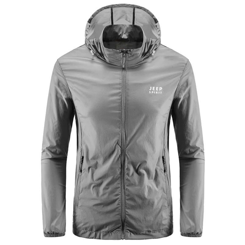 Мужская Легкая ветровка с капюшоном летняя воздухопроницаемая защитой от солнца