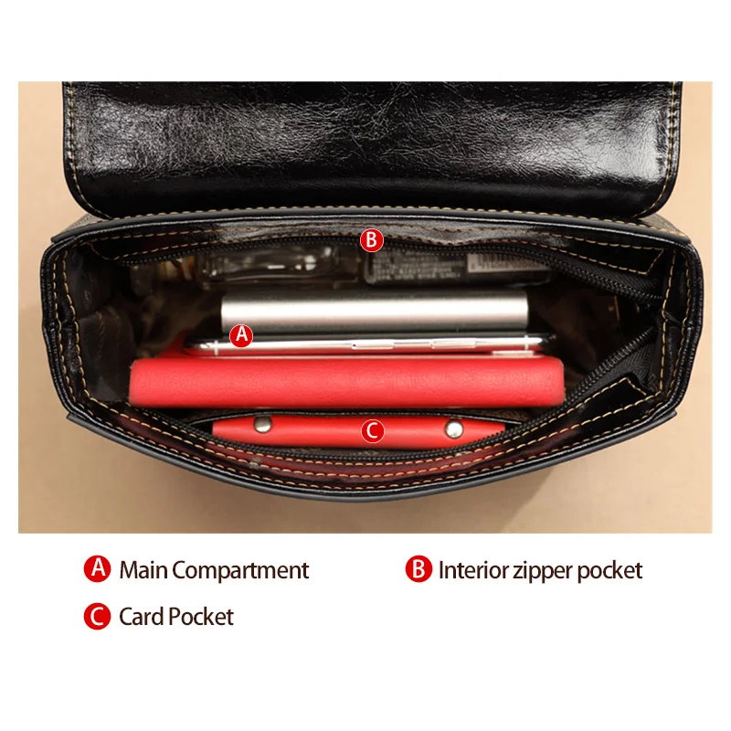 Женская сумка на плечо LAORENTOU черная мини из воловьей кожи многофункциональная