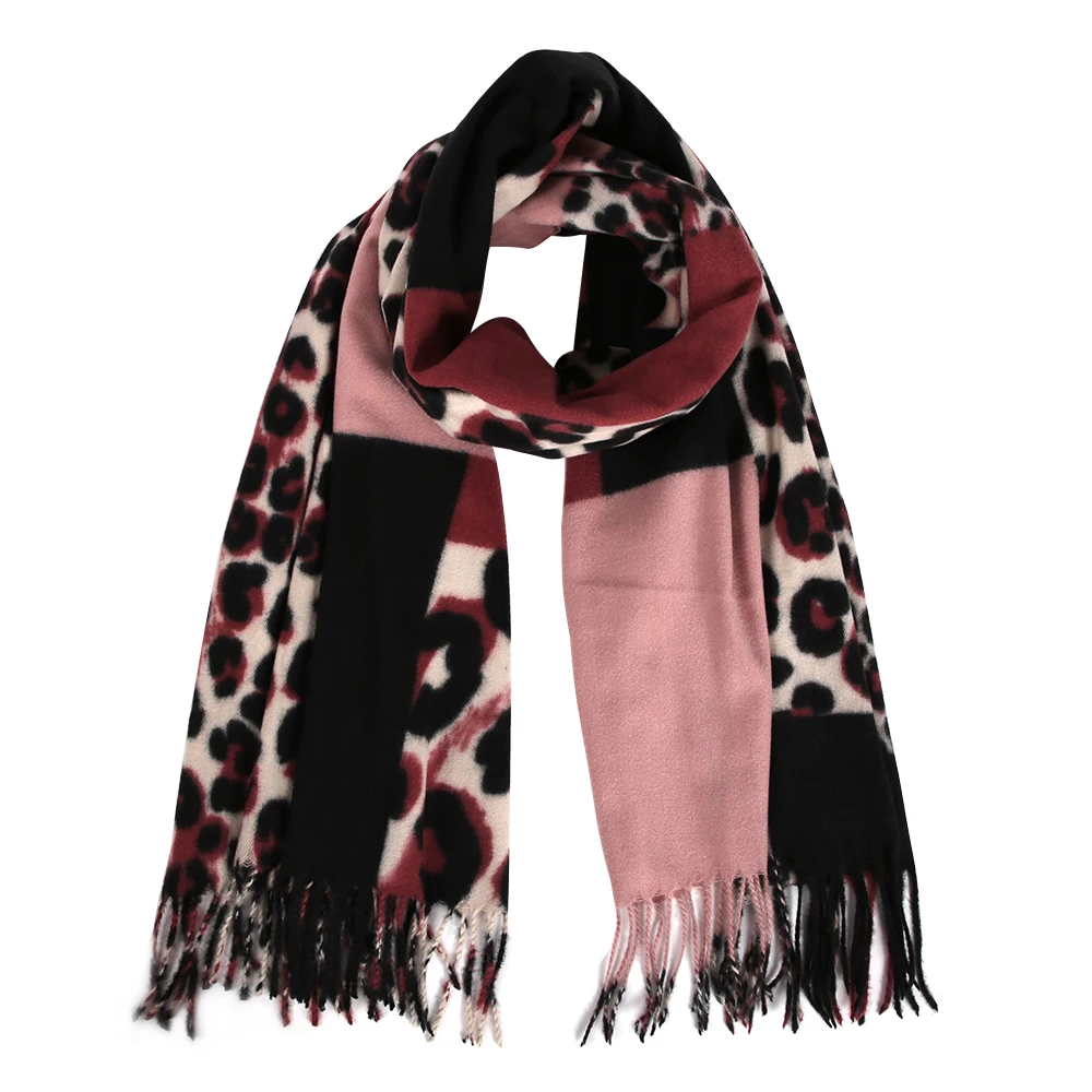Женская шаль FOXMOTHER новая с кисточками и животным леопардовым принтом зимний