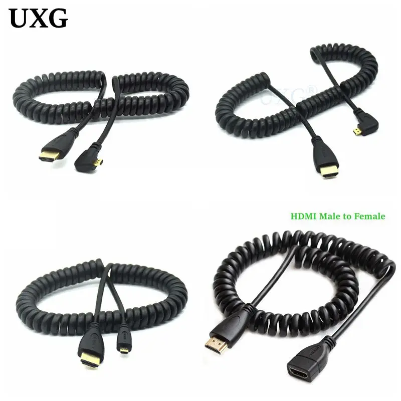 Высокоскоростной пружинный Micro HD HDMI совместимый позолоченный Поддержка Ethernet 4K