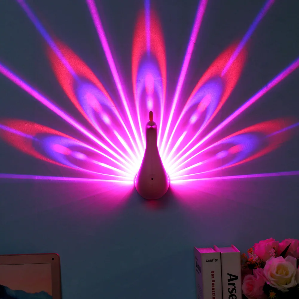 

Usb Led Wall Lights For Bedroom Night Lamp Projector Remote Control Touch Led Peacock Light Projection Wall Lamp Kids Room