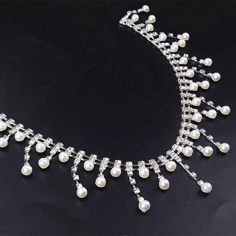 1 ярд/партия модные свадебные жемчужные стразы с бахромой украшения Висячие