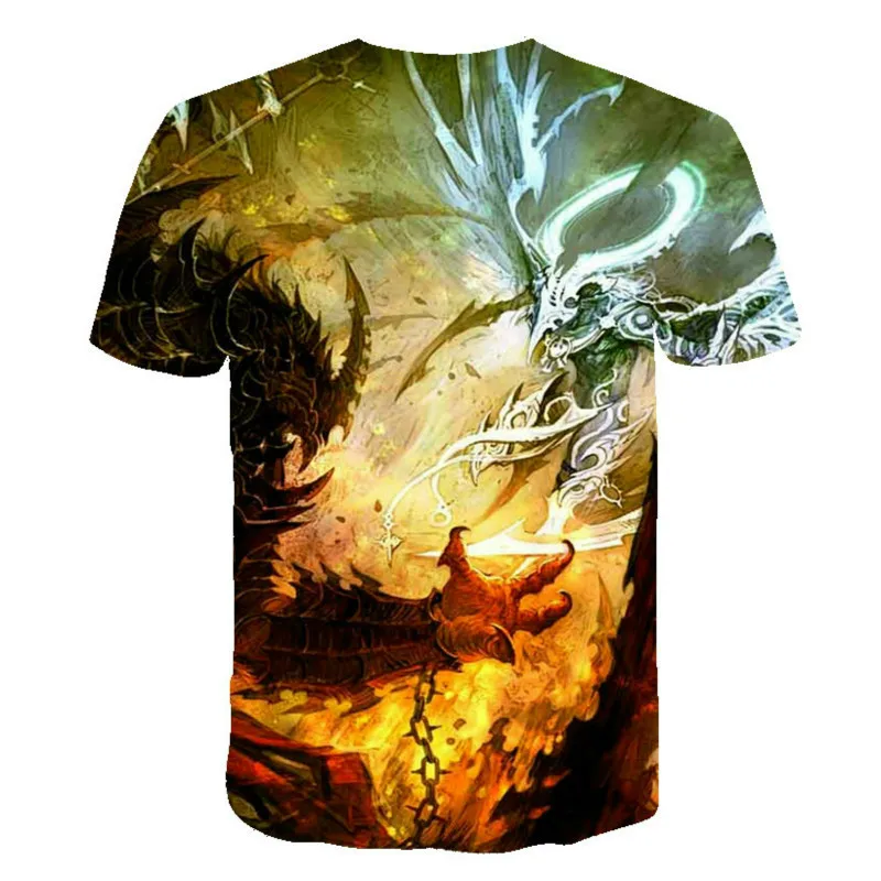 

2021 summer new boy O-neck 3D printing T-shirt film series funny psychedelic abstract dragon printing casual T-shirt