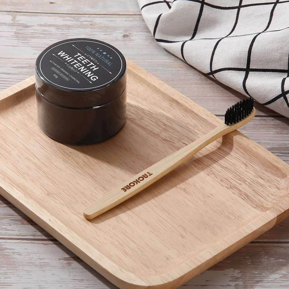 Отбеливание зубов бамбуковая угольная зубная щетка с мягкой щетиной деревянная