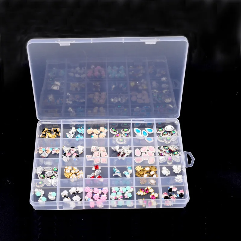 28 Grids Clear Nail Art Tools Storage Box Plastic Holder For Jewelry Rings Earring Rhinestone Diamond Painting Organizer Display | Красота и