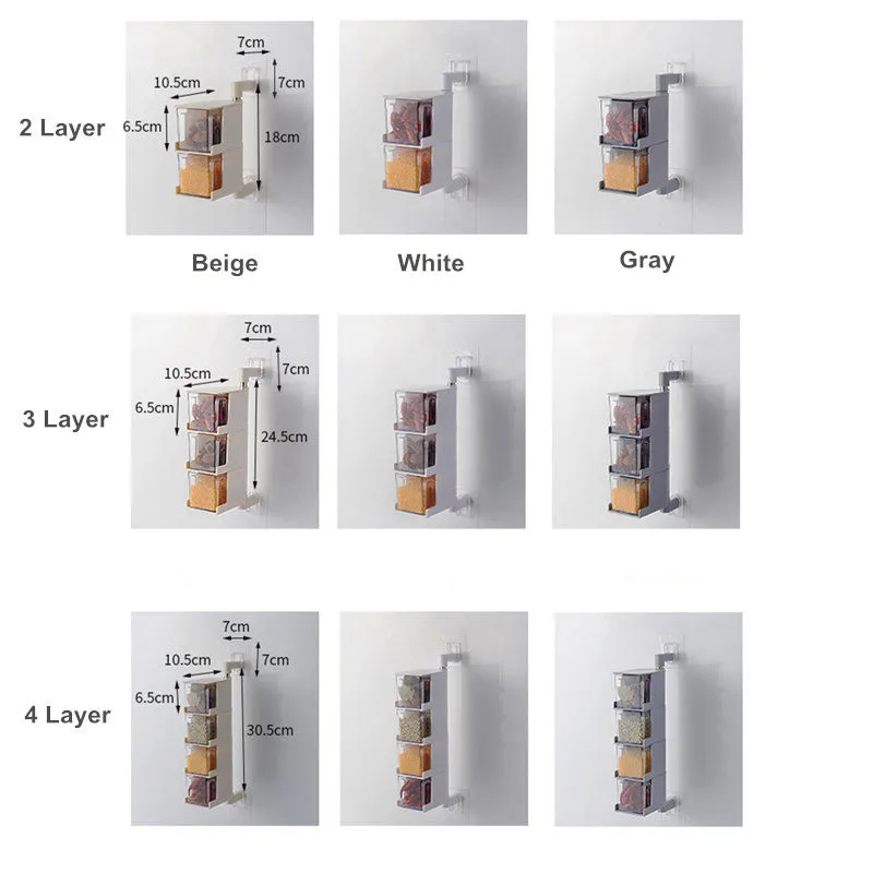 Кухонная коробка для приправ настенный вращающийся контейнер специй с солью и