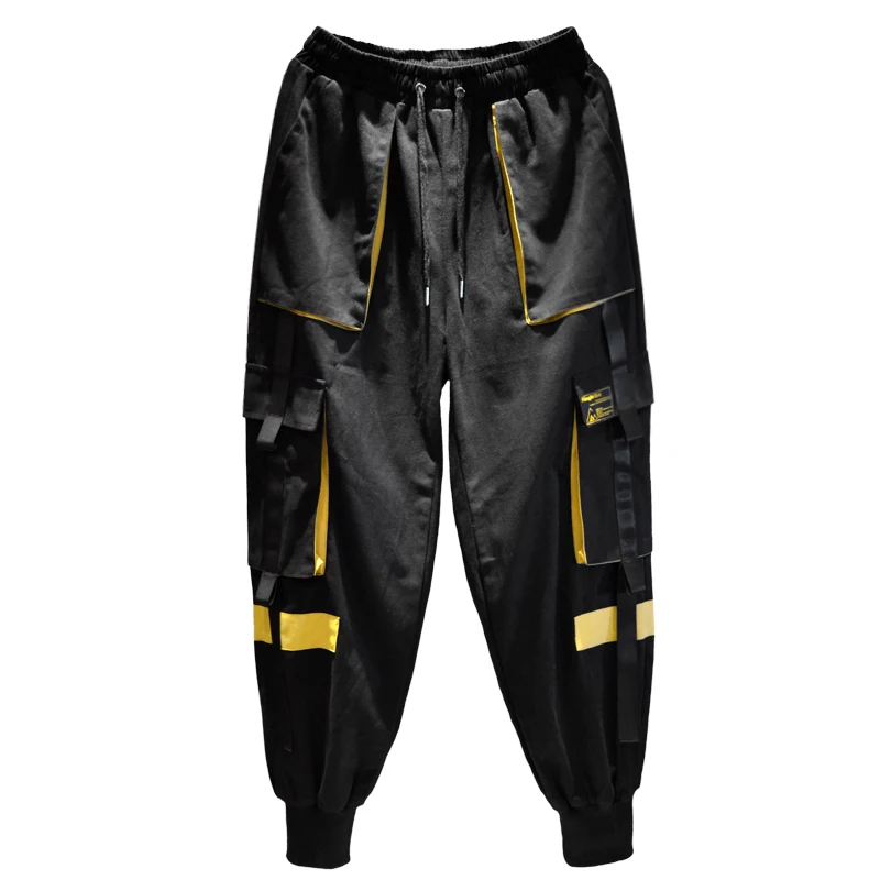 

2021 Hip Hop Cargo Pants Pockets Men Streetwear Harajuku Joggers Pants HipHop Ribbion Harem Pants Fashion Casual Trousers Male