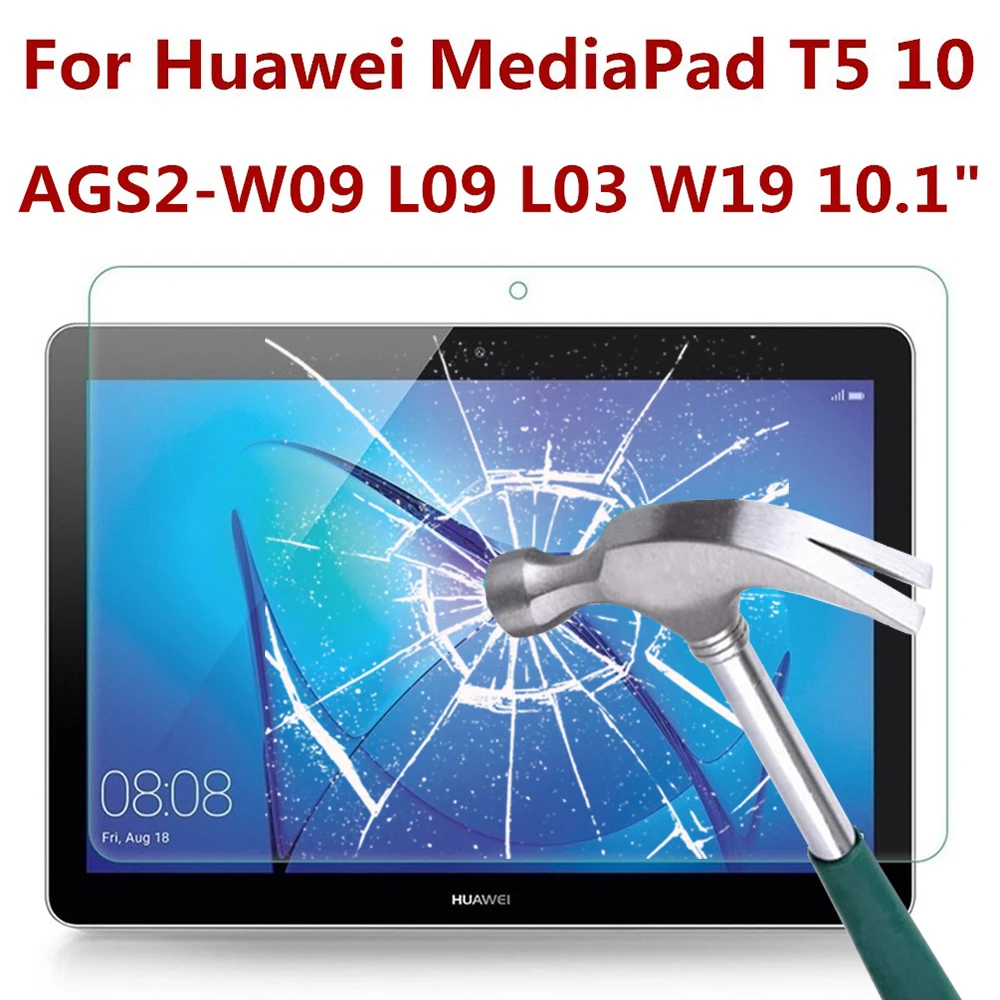 

9H для экрана из закаленного стекла для Huawei MediaPad T5 10 планшет пленка AGS2-W09 L09 L03 W19 10,1 дюймов прозрачный пузырьков экрана с высоким разрешением
