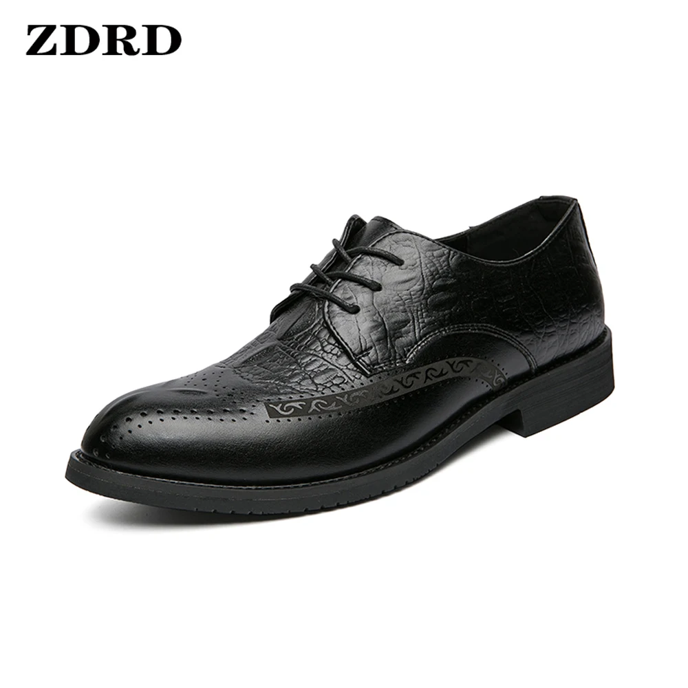 

Spring Dress Shoes Men Oxfords Brogue Genuine Leather Shoes Classic Style Wing Tip Lace Up Formal Wedding Party Office Shoes