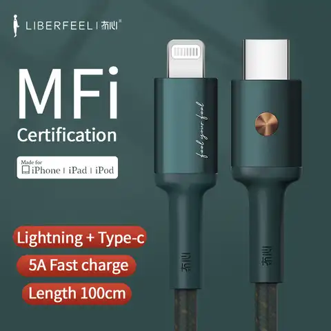 Кабель Liberfeel 5A Type C для Lightning для iPhone 12 11 Pro Max Ipad Ipod MFi, супер зарядный кабель 1 м 18 Вт, быстрое зарядное устройство, телефонная линия
