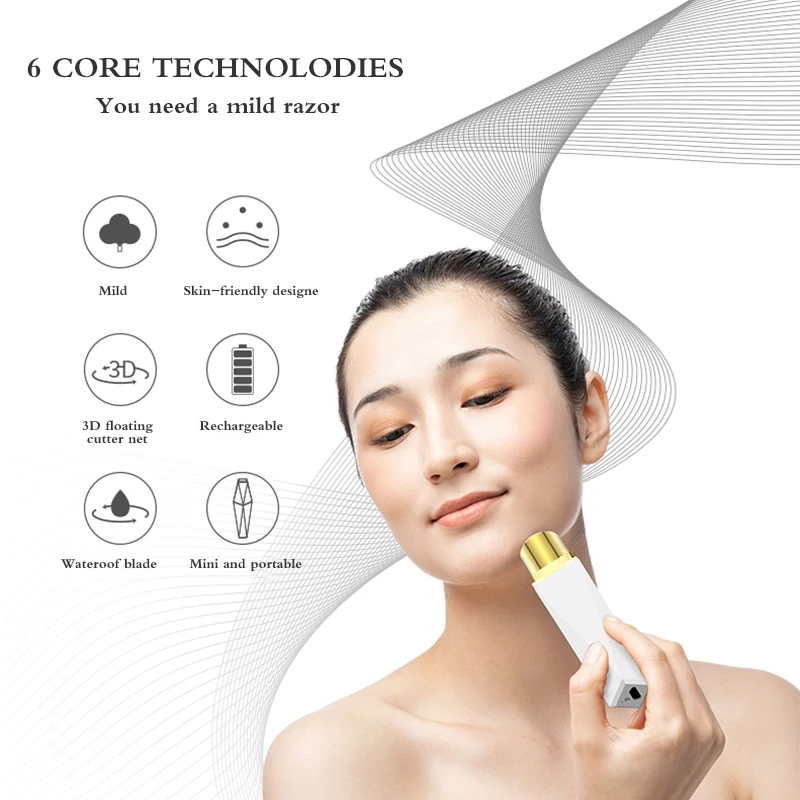 

Face Hair Removal Lipstick Shaver Electric Eyebrow Trimmer Women's Hair Remover USB Rechargeable Mini Shaver Epilator for Women